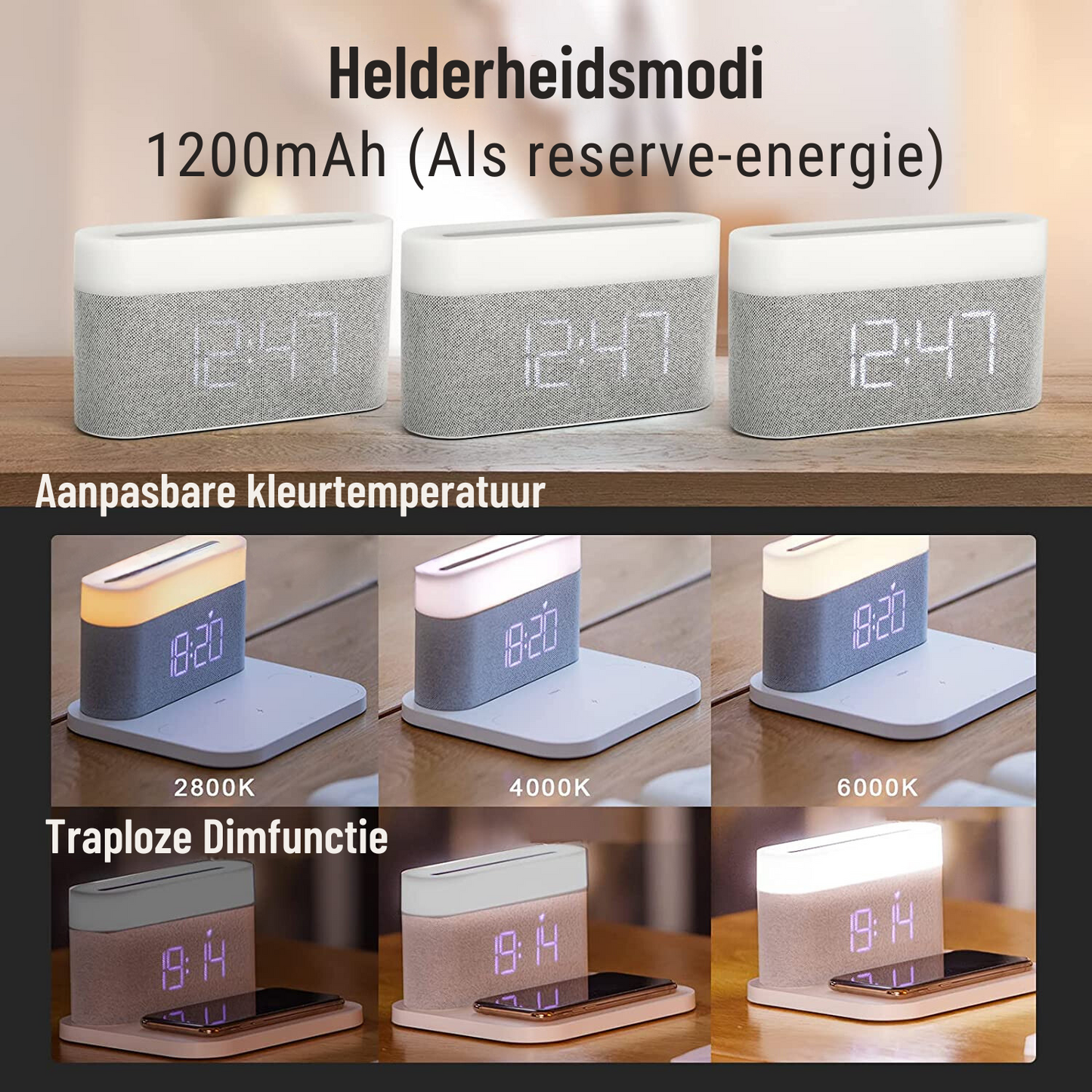 3 in 1 Wireless Charger LED Lamp and Digital Alarm Clock Dock
