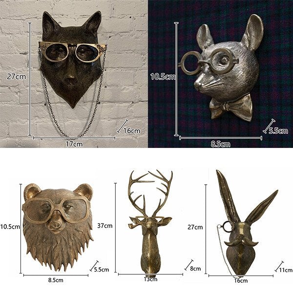 Animal Head Wall Decor Stylish Playful Resin Wall Art