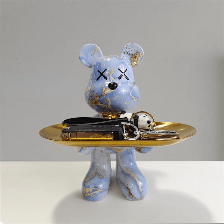 Artistic Bear Storage Tray Decorative Resin Organizer for Home Decor