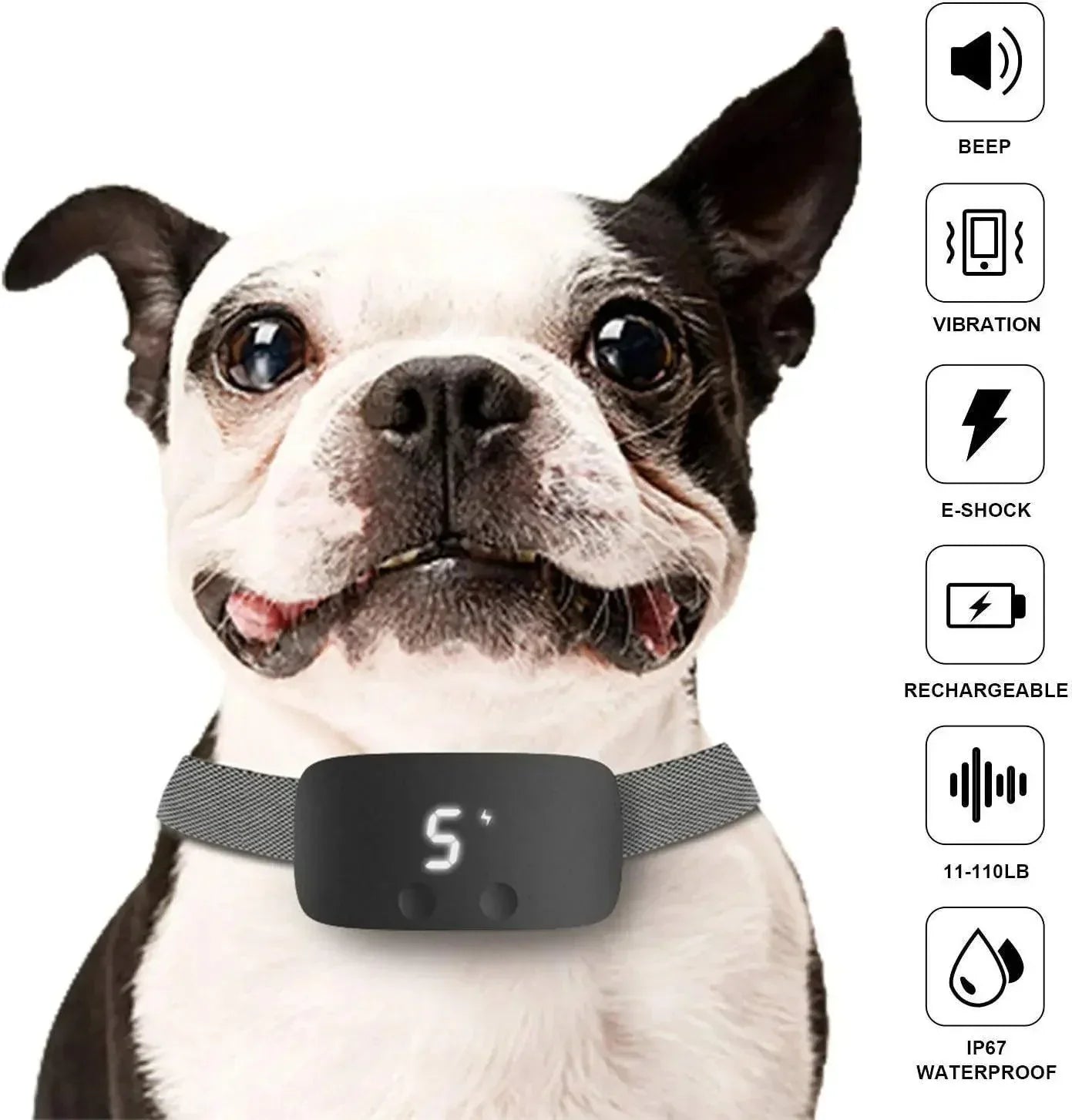 Automatic No Bark Dog Collar Rechargeable Waterproof Training Collar for All Breeds