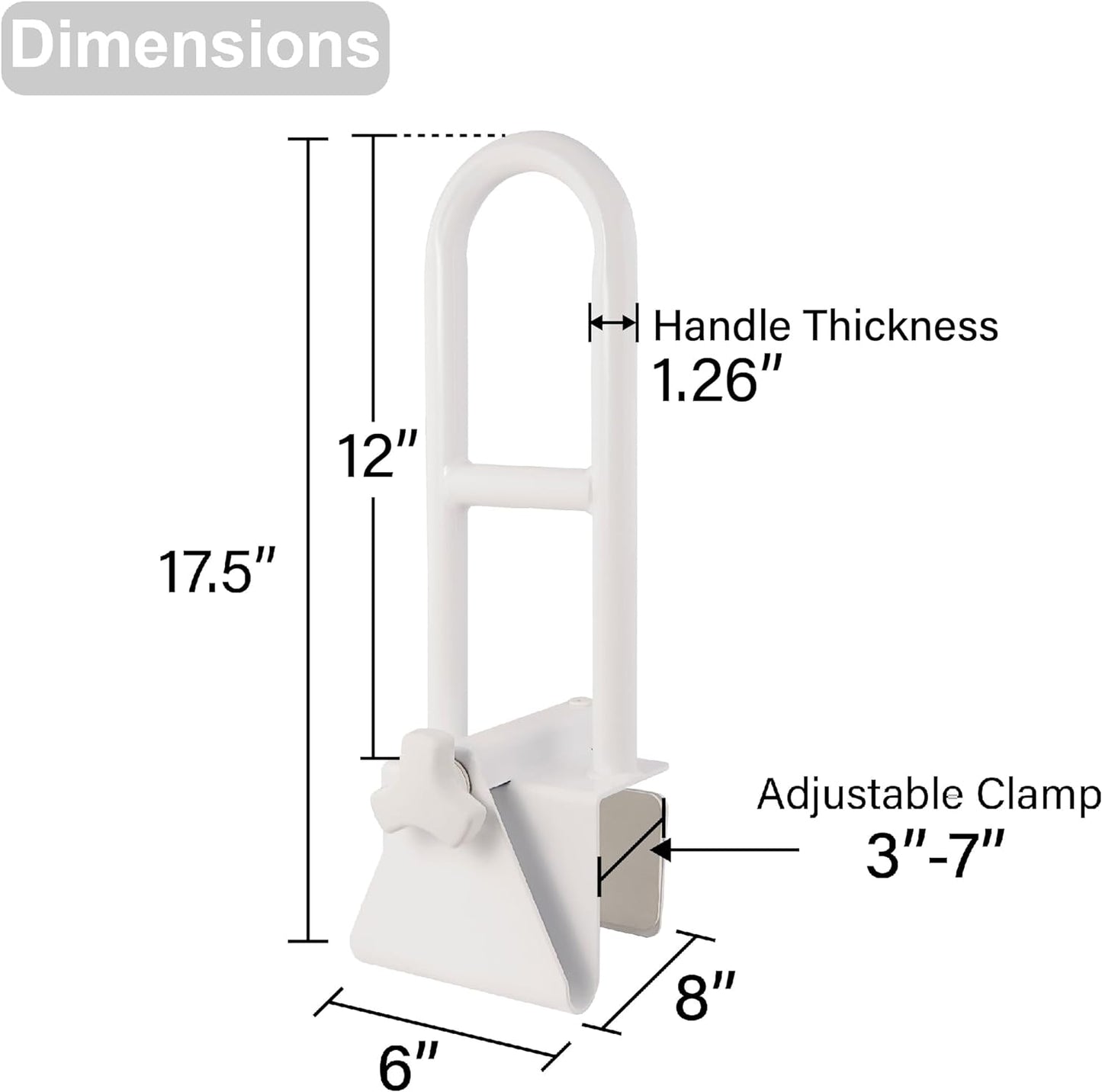 Bathtub Safety Grab Bar – No Drill Support Handle for Bathroom Stability
