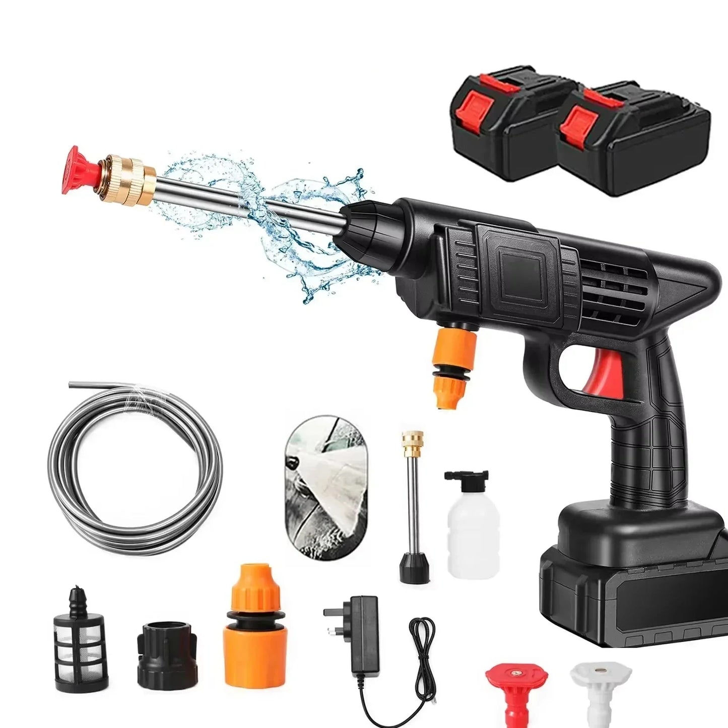 Cordless High Pressure Washer with Rechargeable Battery and Adjustable Nozzle