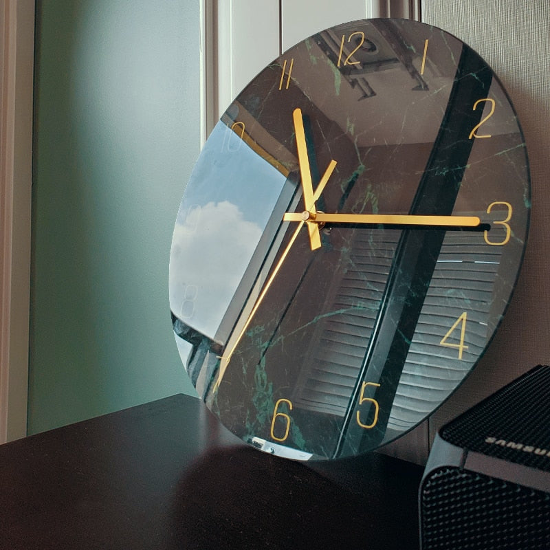 Elegant Glass Wall Clock Silent Modern Home Decor