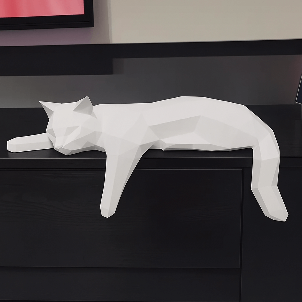 GeoCat Abstract Cat Sculpture with Modern Elegant Design for Stylish Home Decor