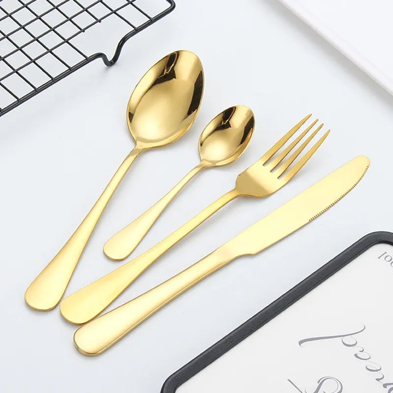 Golden Cutlery Set Stainless Steel Elegant Dining Set