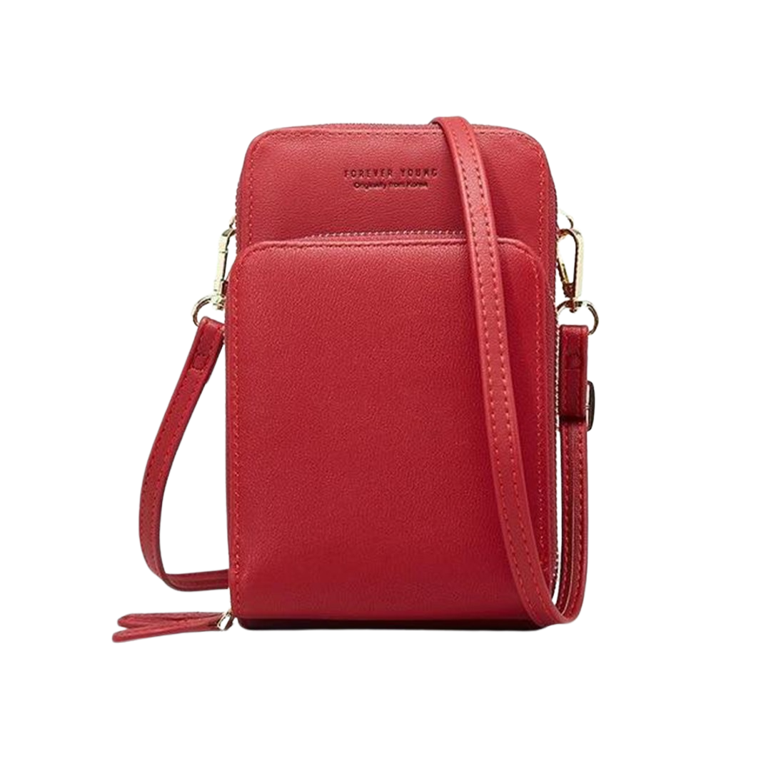 Leather Phone Purse with Secure Compartments and Adjustable Shoulder Strap