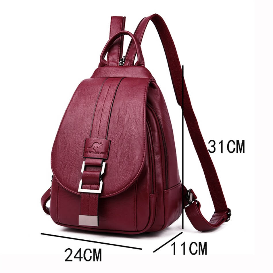 Marzen Genuine Leather Anti Theft Backpack with Soft Sheepskin Design and Secure Back Zipper