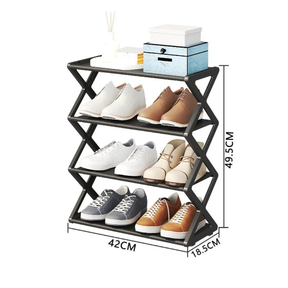 Minimalist 4 Tier Shoe Rack Compact Modern Space Saving Shoe Storage Shelf