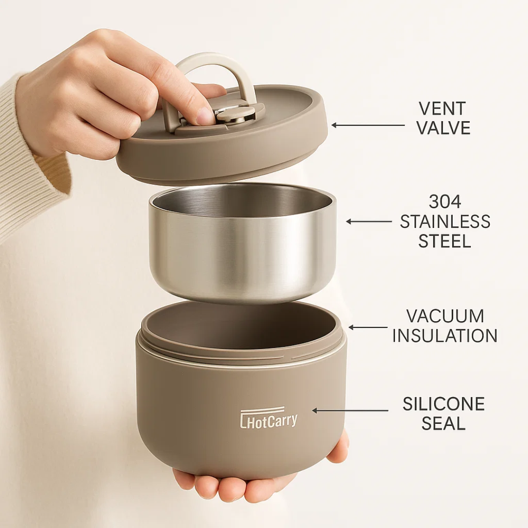 Multi Layer Insulated Stainless Steel Lunchbox with Carry Bag