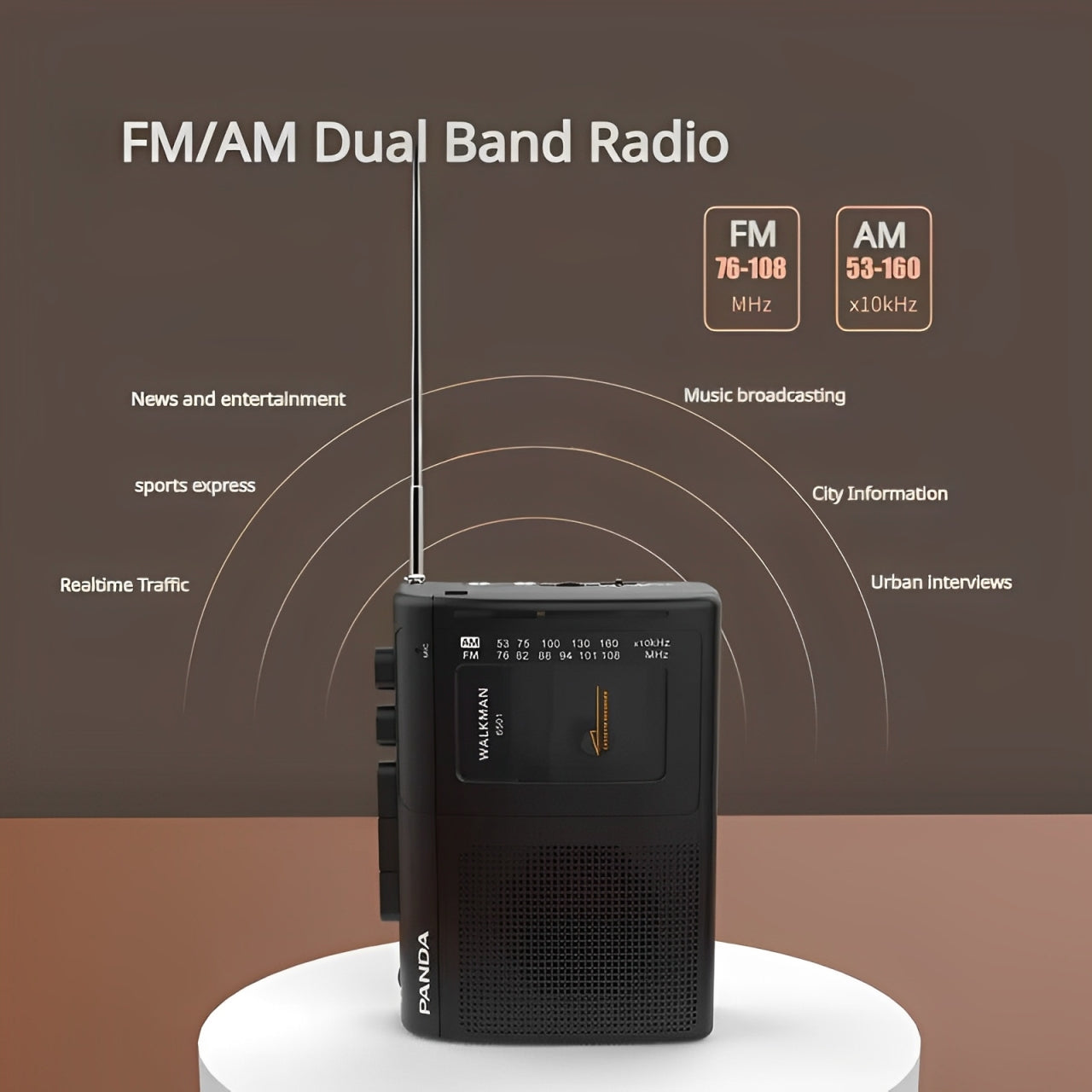 Panda Portable Cassette Player with AM FM Radio and Recording Function