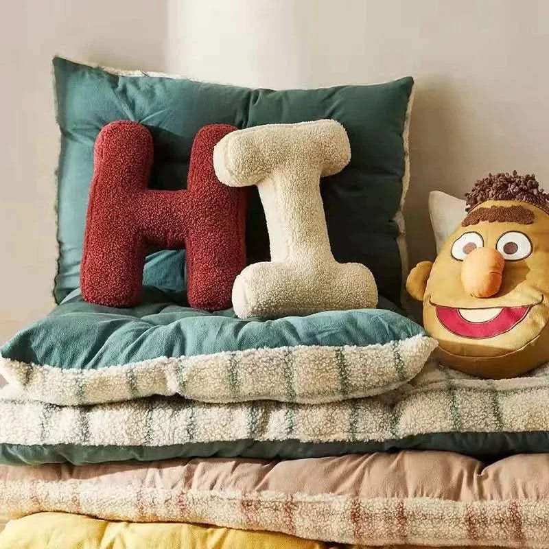 Personalised Letter Cushion with Soft Cotton Cover for Sofa and Bed