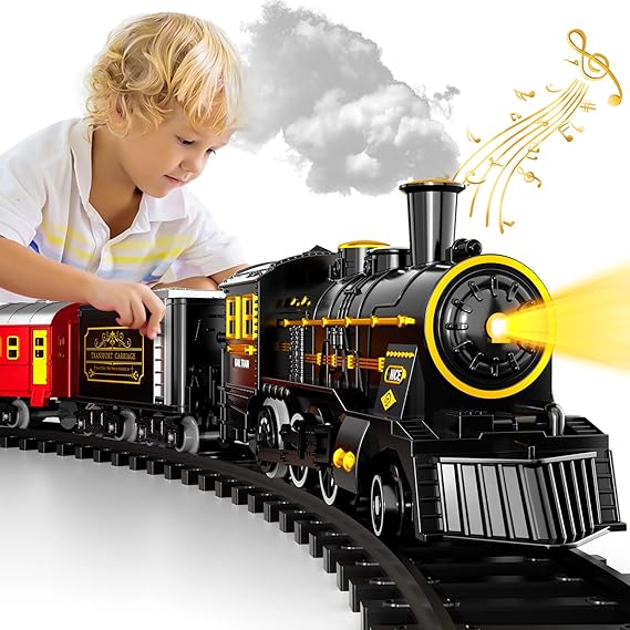 PlayTrain Classic Steam Train Set – Kids Railway Toy for Creative Play