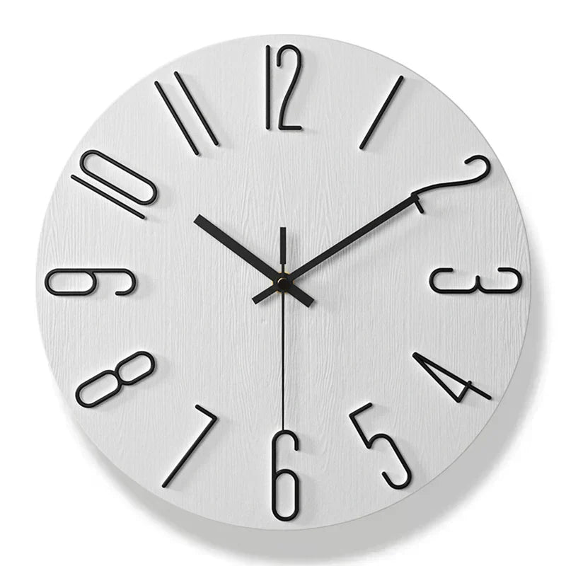 Scandinavian Wooden Wall Clock Silent Frameless Minimalist Design
