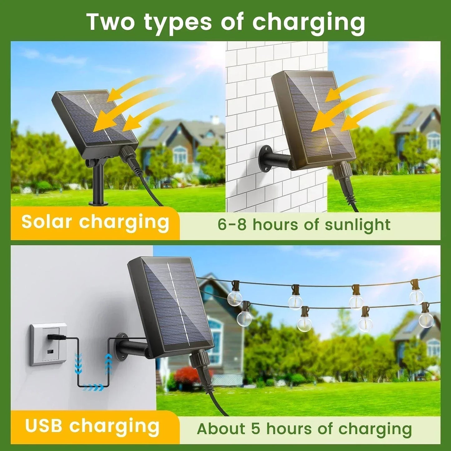 Solar String Lights 20m Outdoor LED Fairy Lights with Remote