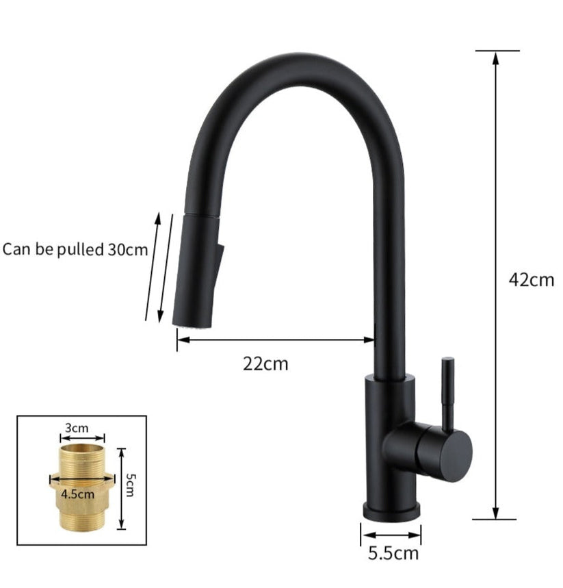 TouchTech Pull Out Kitchen Tap Sensor Touchless Brass Faucet