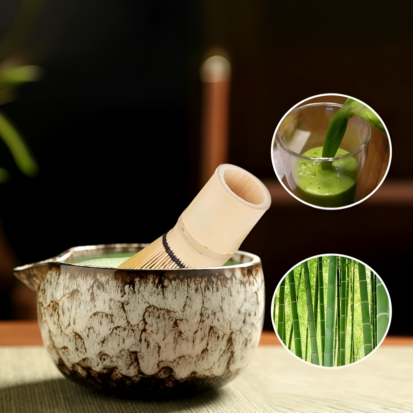 Traditional Matcha Tea Set 6 Piece Bamboo and Ceramic Kit
