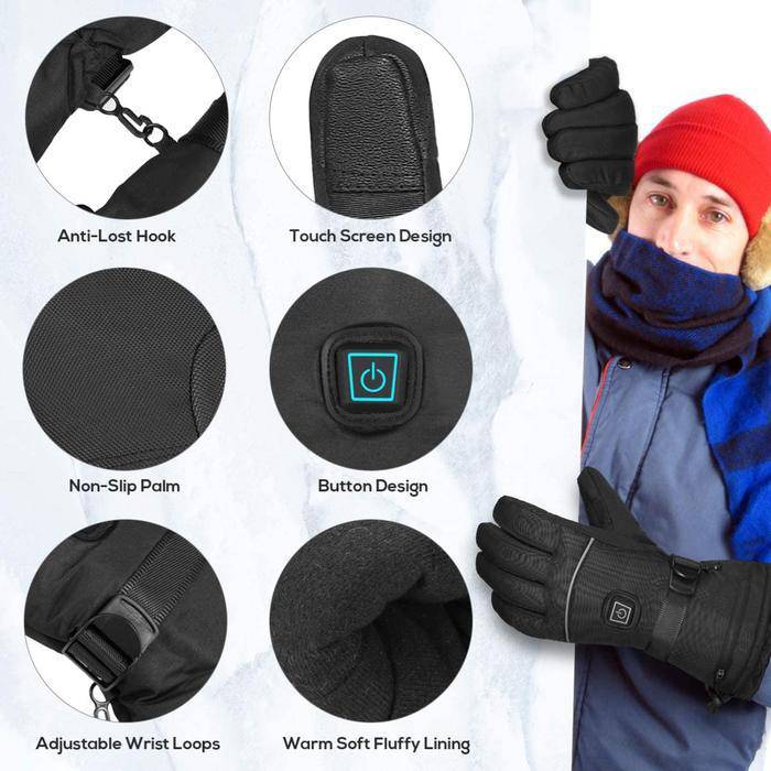 Unisex Heated Gloves with Rechargeable Battery and Touchscreen Control