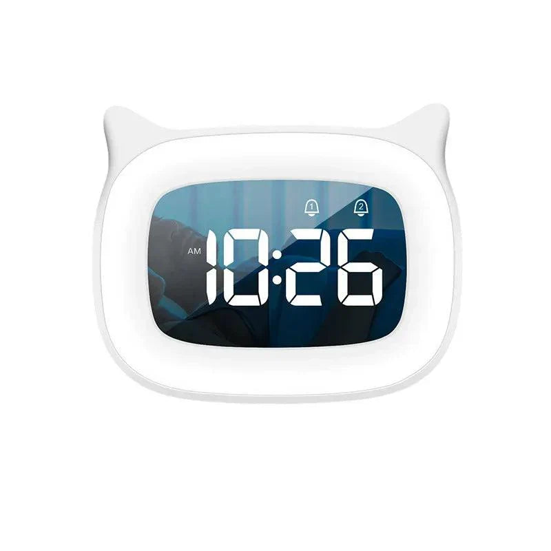 Voice Controlled LED Alarm Clock Rechargeable Night Light with Dual Alarms
