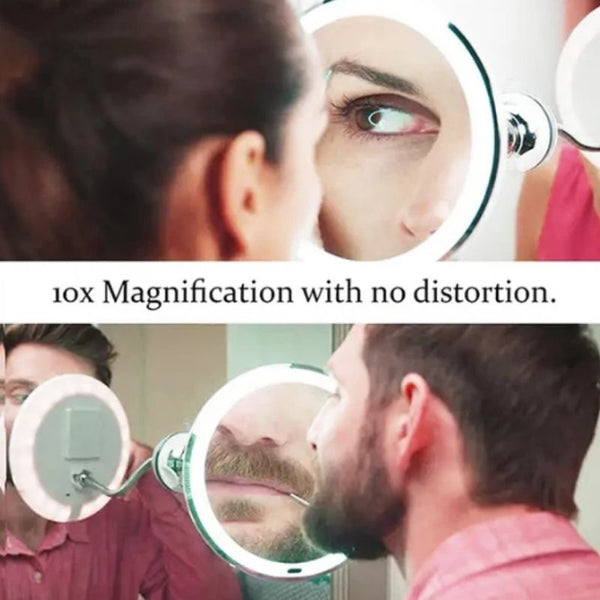 10x LED Magnifying Cosmetic Mirror with Flexible Gooseneck