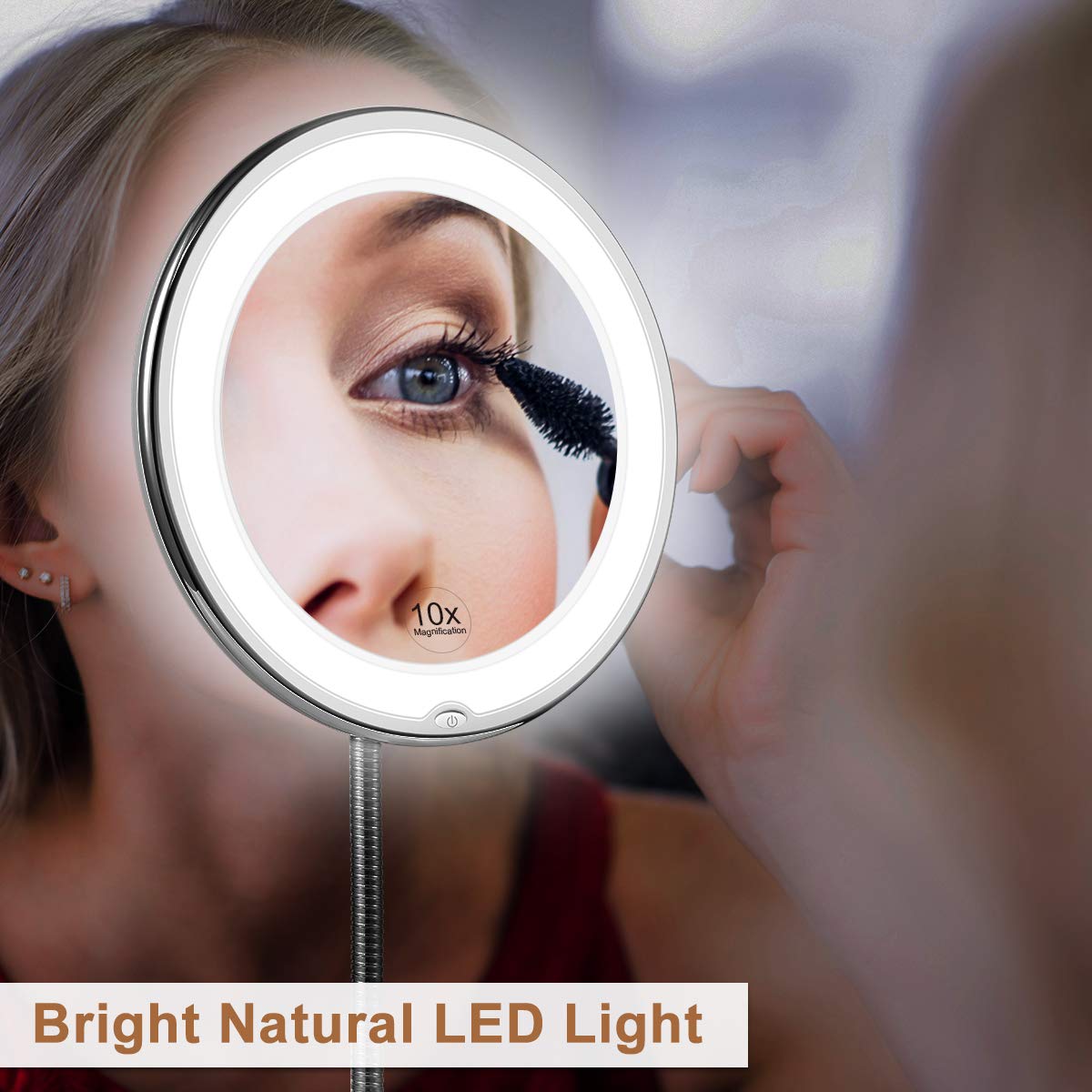 10x LED Magnifying Cosmetic Mirror with Flexible Gooseneck