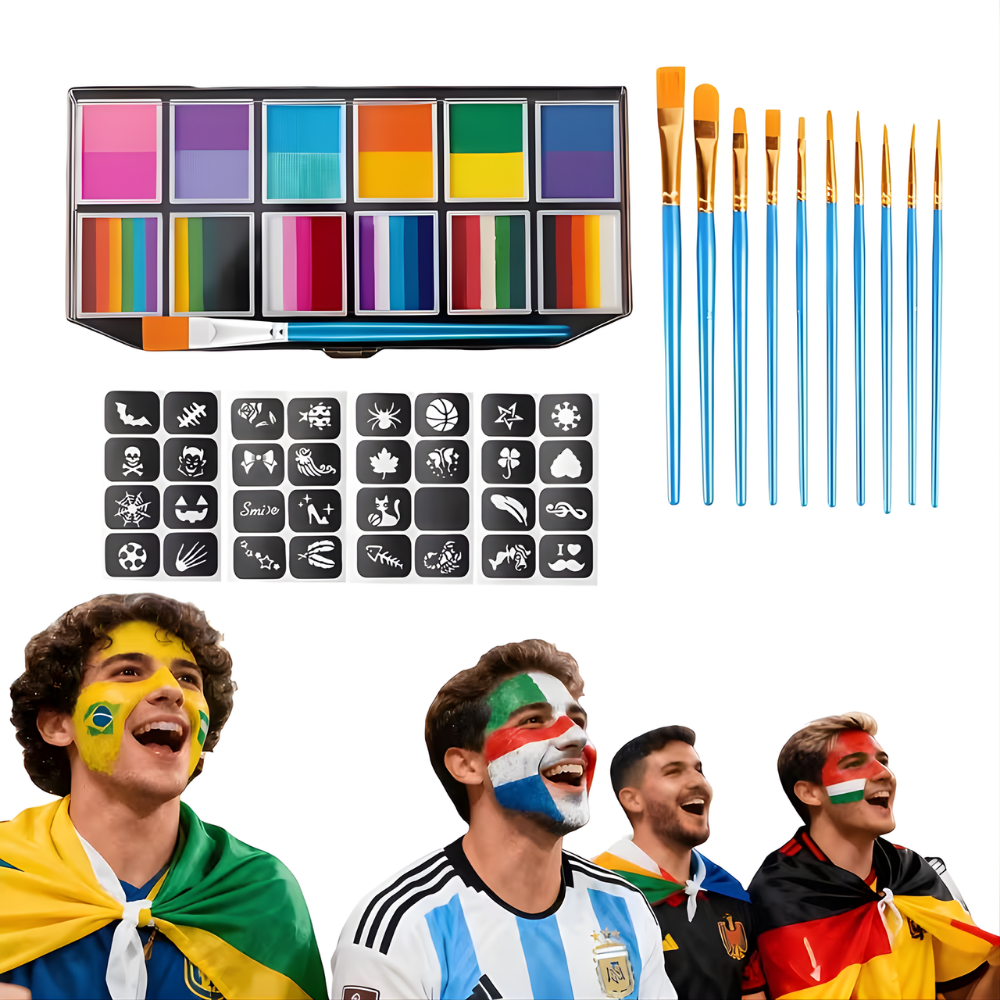 Waschbares Gesichts- und Körperfarben-Set mit 12 Farben