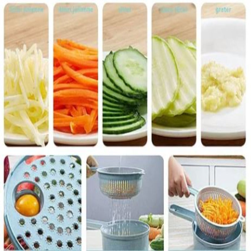 12-in-1 Manual Food Chopper with Stainless Steel Blades