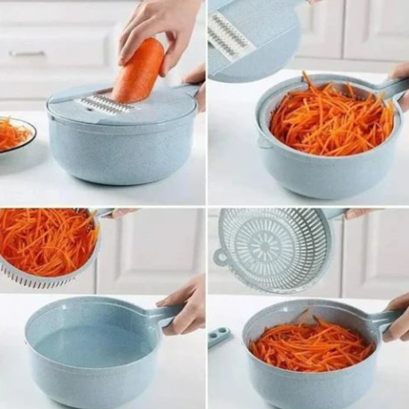 12-in-1 Manual Food Chopper with Stainless Steel Blades