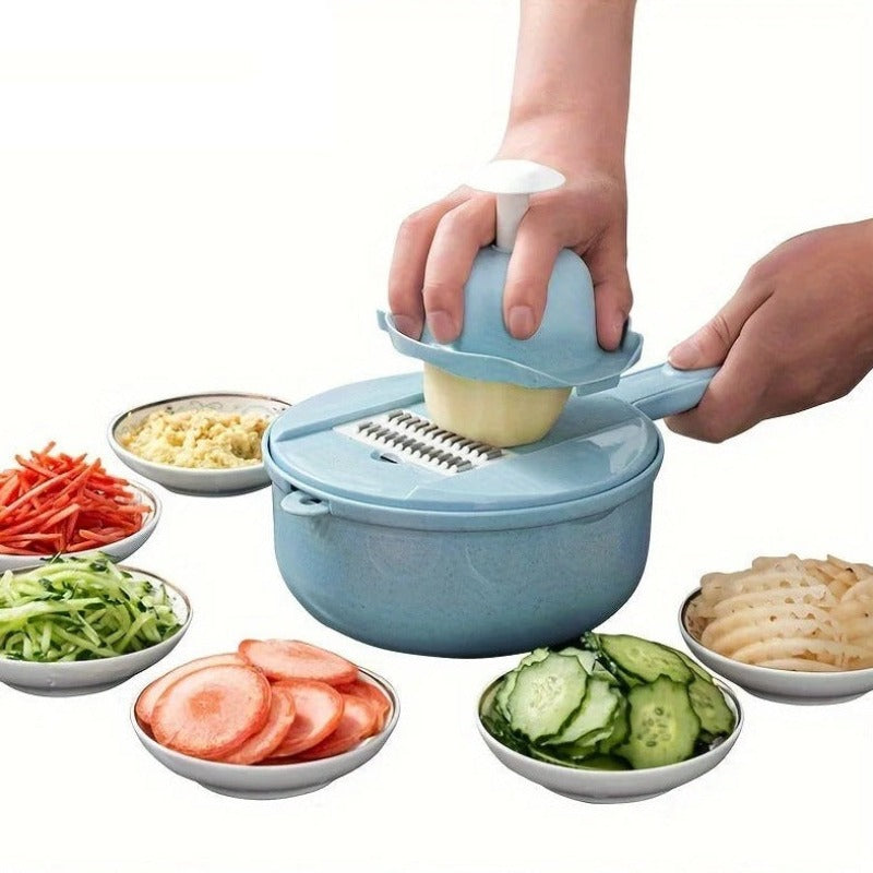 12-in-1 Manual Food Chopper with Stainless Steel Blades