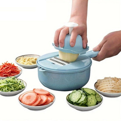 12-in-1 Manual Food Chopper with Stainless Steel Blades