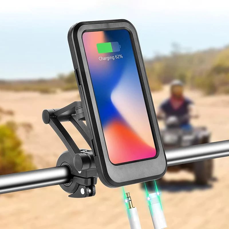 15W Power Bank Bike Handlebar Phone Mount Waterproof with USB Charging