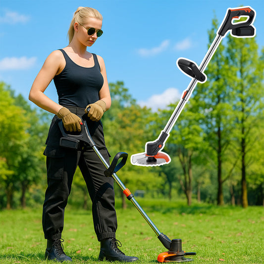 180W Cordless Grass Trimmer and Weed Remover with Telescopic Shaft