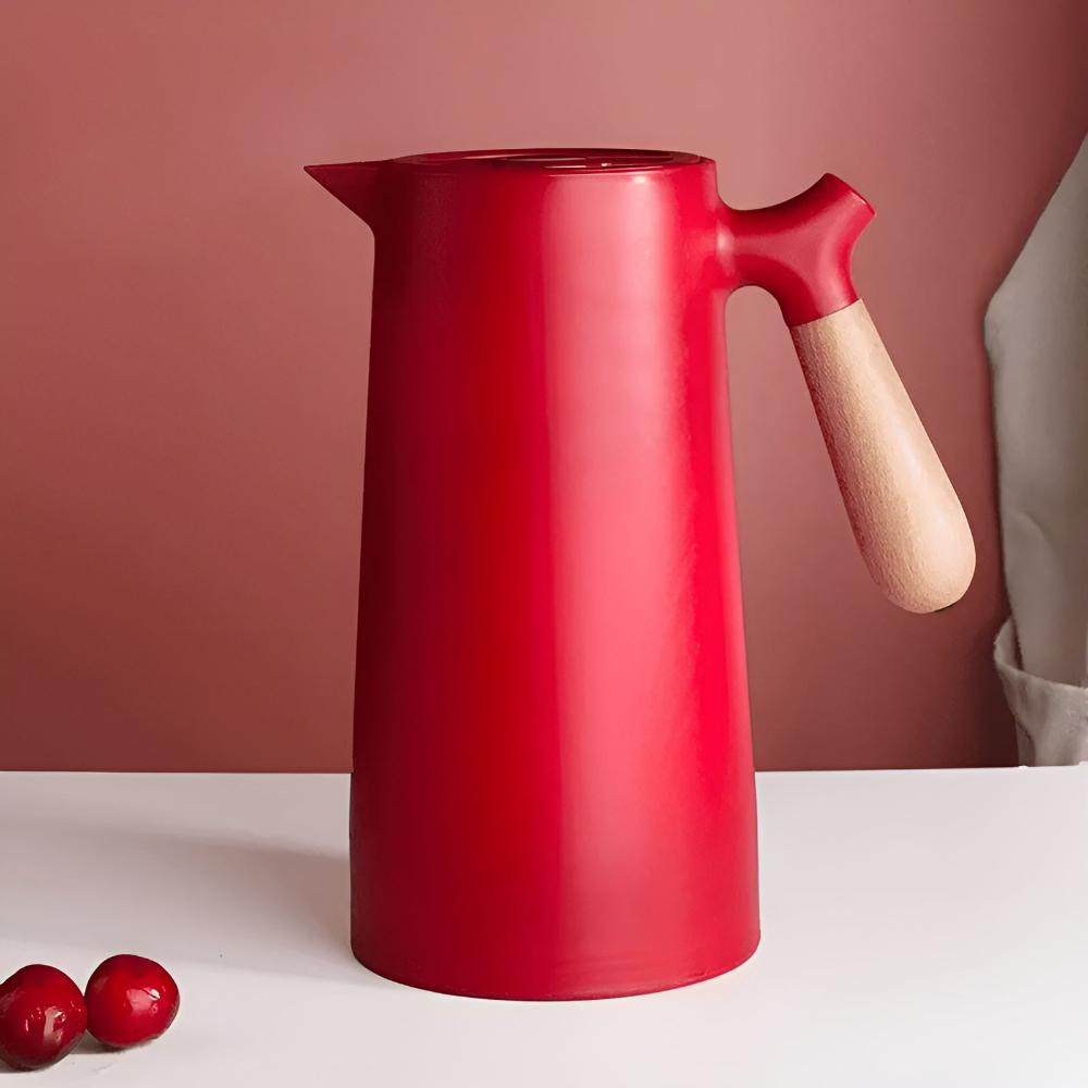 1L Thermal Carafe Insulated Beverage Server Wood Handle