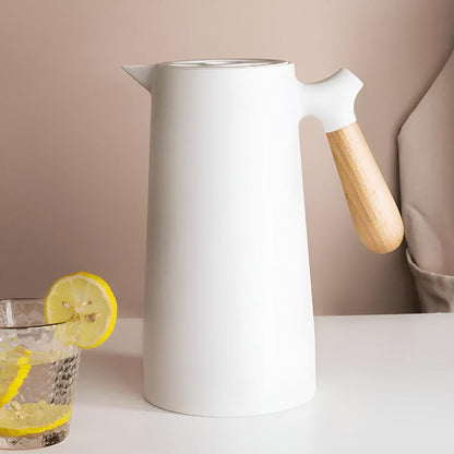 1L Thermal Carafe Insulated Beverage Server Wood Handle