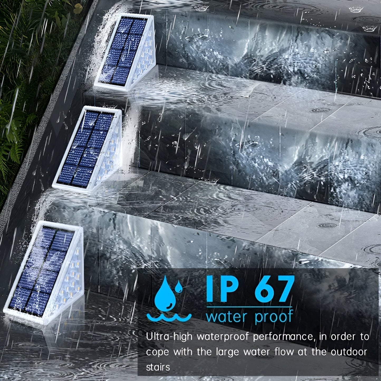 2 Pack Triangular Solar Step Lights Waterproof LED Outdoor Garden Lights