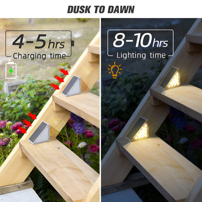 2 Pack Triangular Solar Step Lights Waterproof LED Outdoor Garden Lights
