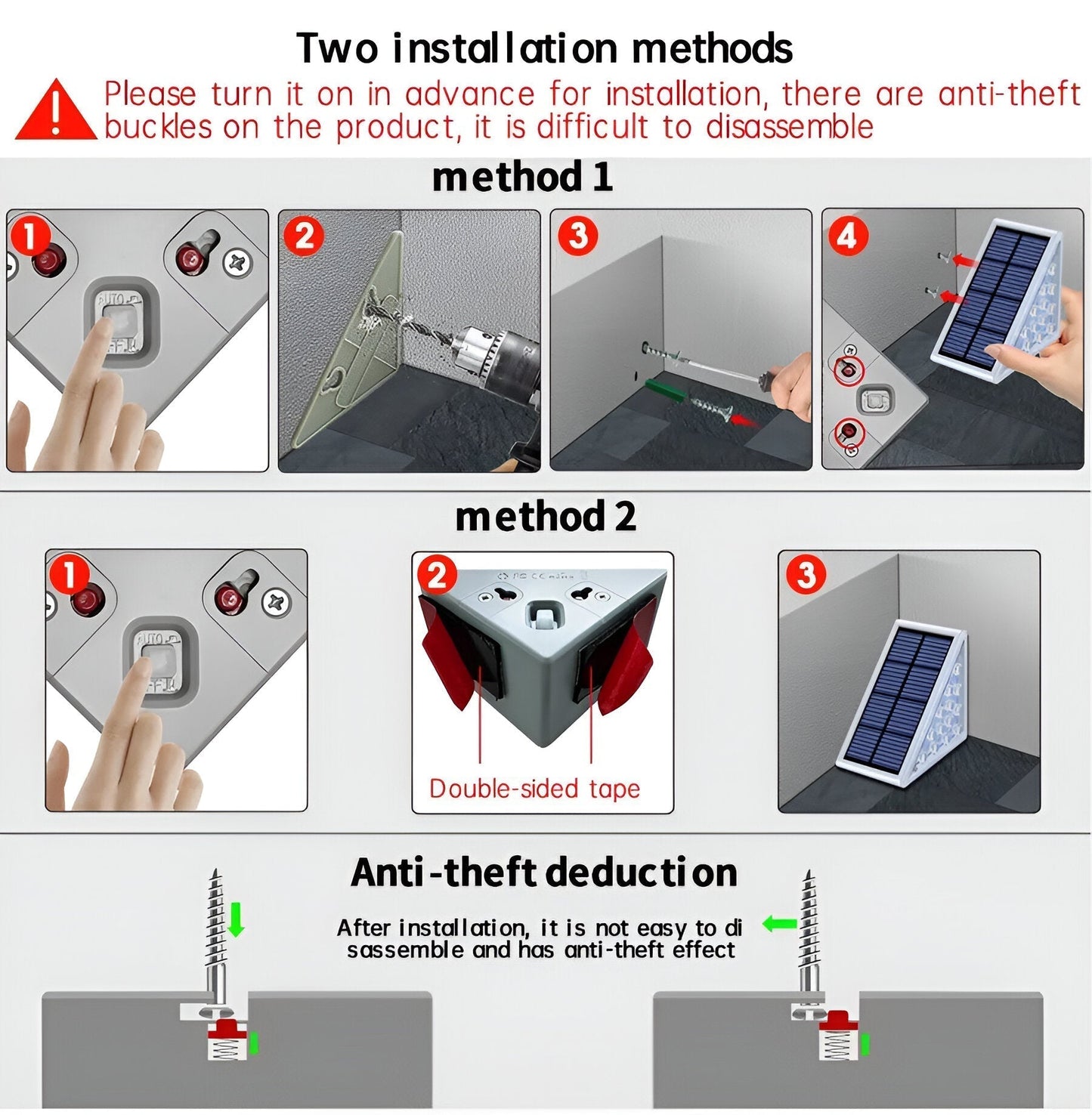 2 Pack Triangular Solar Step Lights Waterproof LED Outdoor Garden Lights