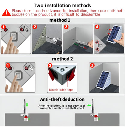 2 Pack Triangular Solar Step Lights Waterproof LED Outdoor Garden Lights