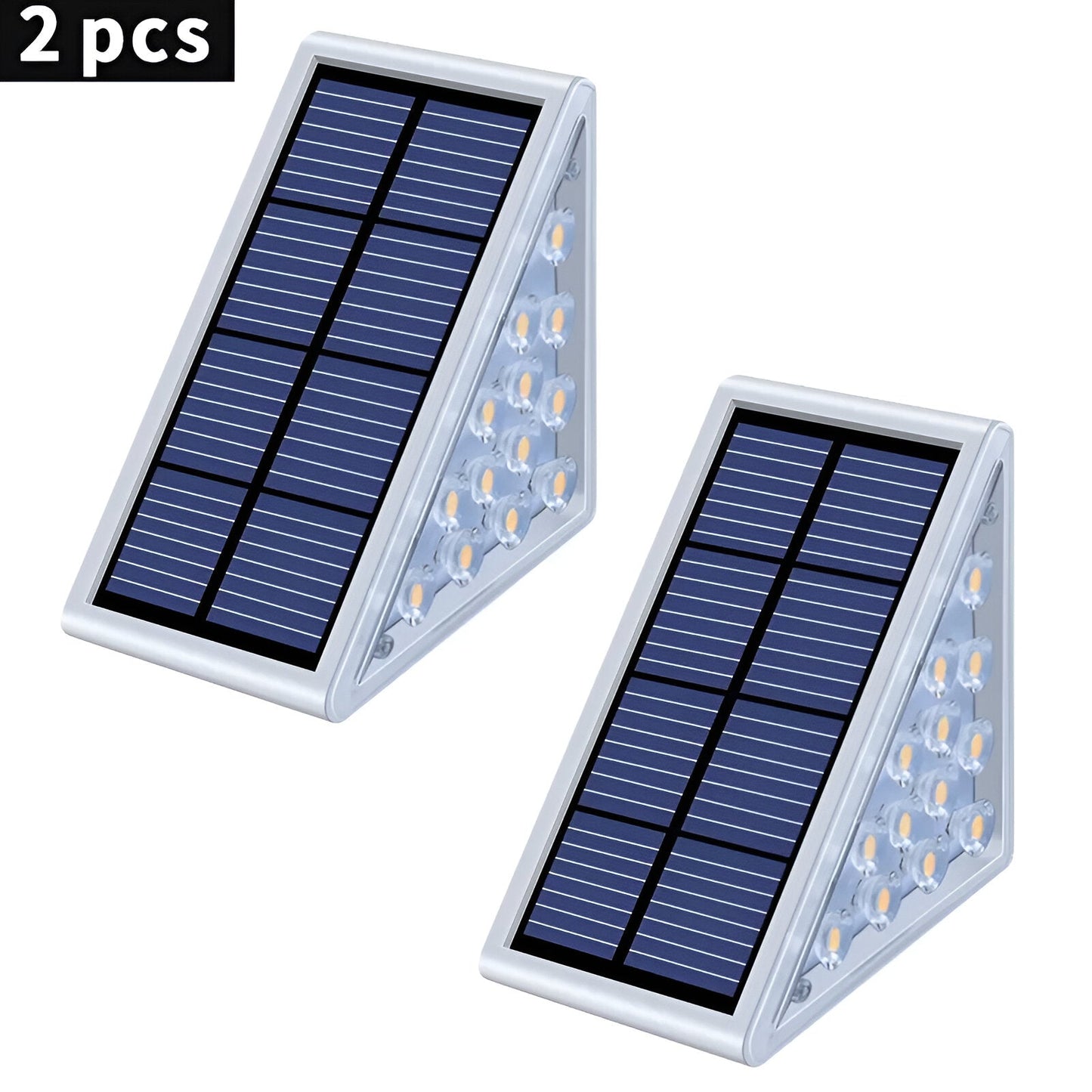 2 Pack Triangular Solar Step Lights Waterproof LED Outdoor Garden Lights