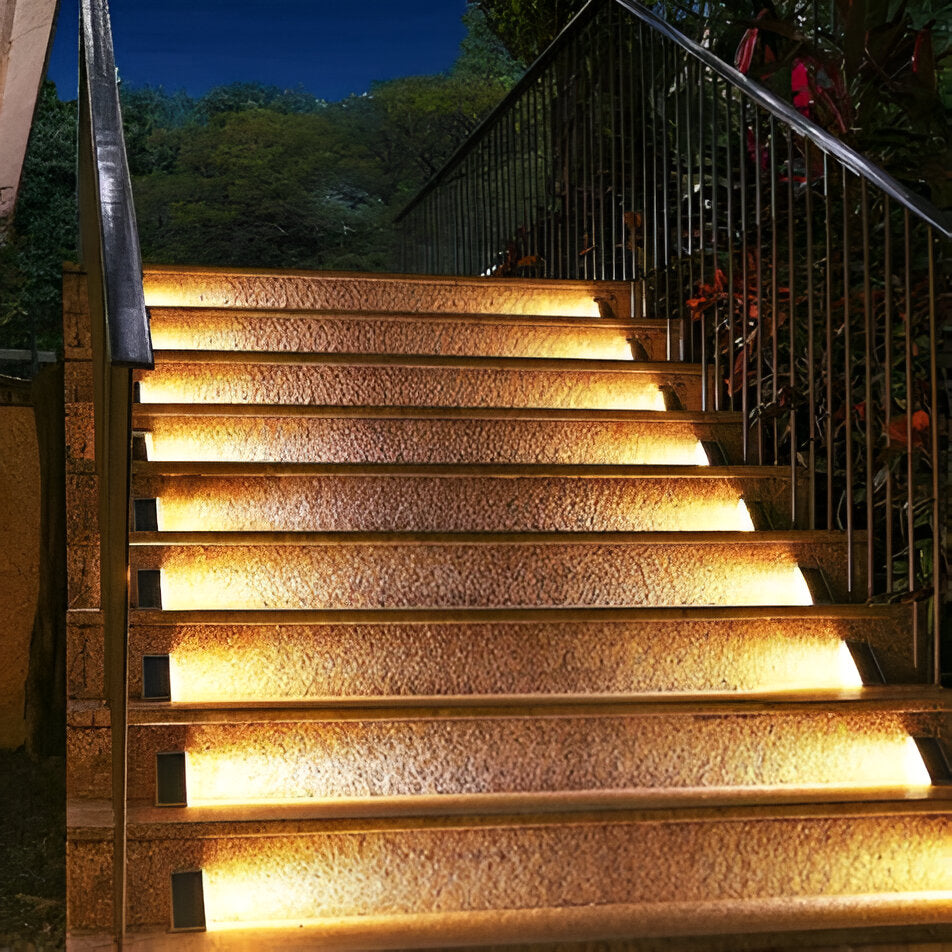 2 Pack Triangular Solar Step Lights Waterproof LED Outdoor Garden Lights