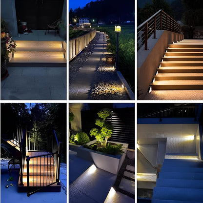 2 Pack Triangular Solar Step Lights Waterproof LED Outdoor Garden Lights