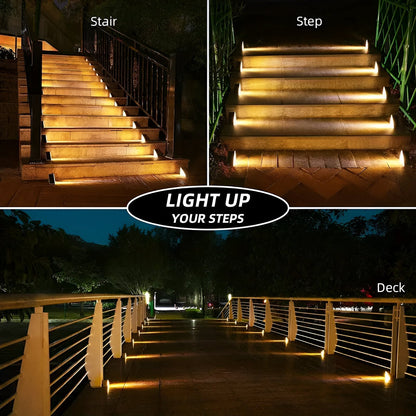2 Pack Triangular Solar Step Lights Waterproof LED Outdoor Garden Lights