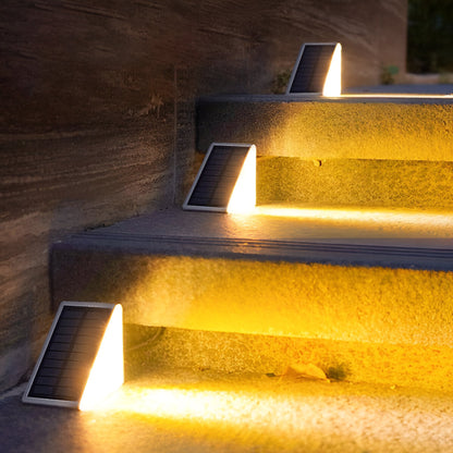 2 Pack Triangular Solar Step Lights Waterproof LED Outdoor Garden Lights