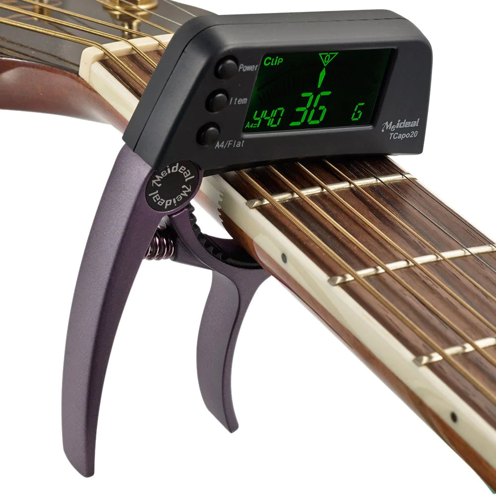 2-in-1 Clip-On Guitar Capo and Digital Tuner for Acoustic Electric Bass Ukulele