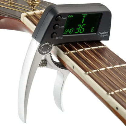 2-in-1 Clip-On Guitar Capo and Digital Tuner for Acoustic Electric Bass Ukulele