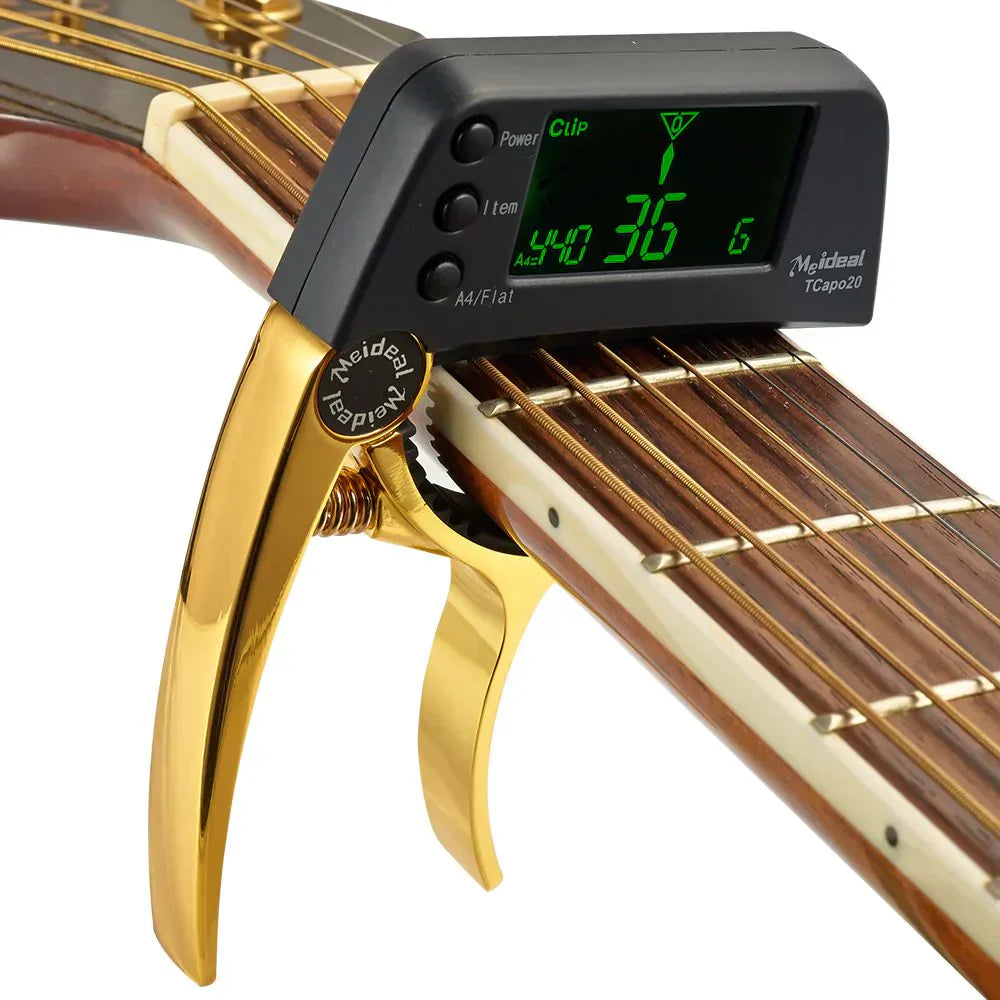 2-in-1 Clip-On Guitar Capo and Digital Tuner for Acoustic Electric Bass Ukulele