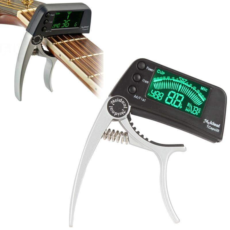 2-in-1 Clip-On Guitar Capo and Digital Tuner for Acoustic Electric Bass Ukulele