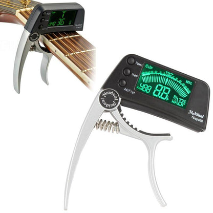 2-in-1 Clip-On Guitar Capo and Digital Tuner for Acoustic Electric Bass Ukulele