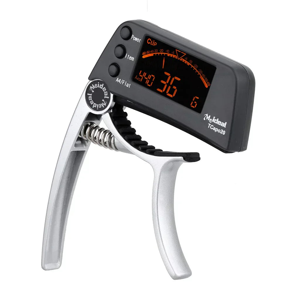 2-in-1 Clip-On Guitar Capo and Digital Tuner for Acoustic Electric Bass Ukulele
