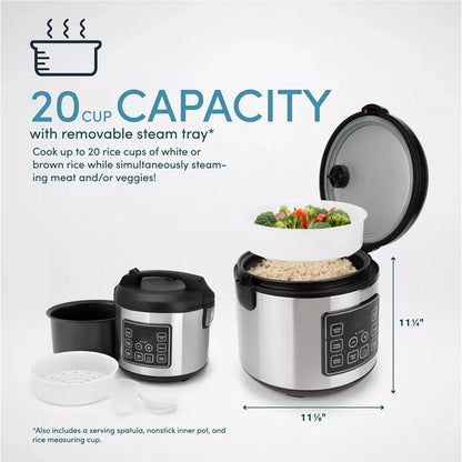 20 Cup Digital Rice Cooker Stainless Steel Multifunction Cooker