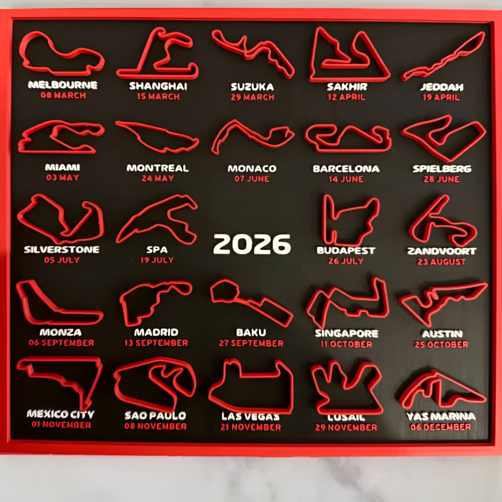 2026-racecircuitkalender als wanddecoratie